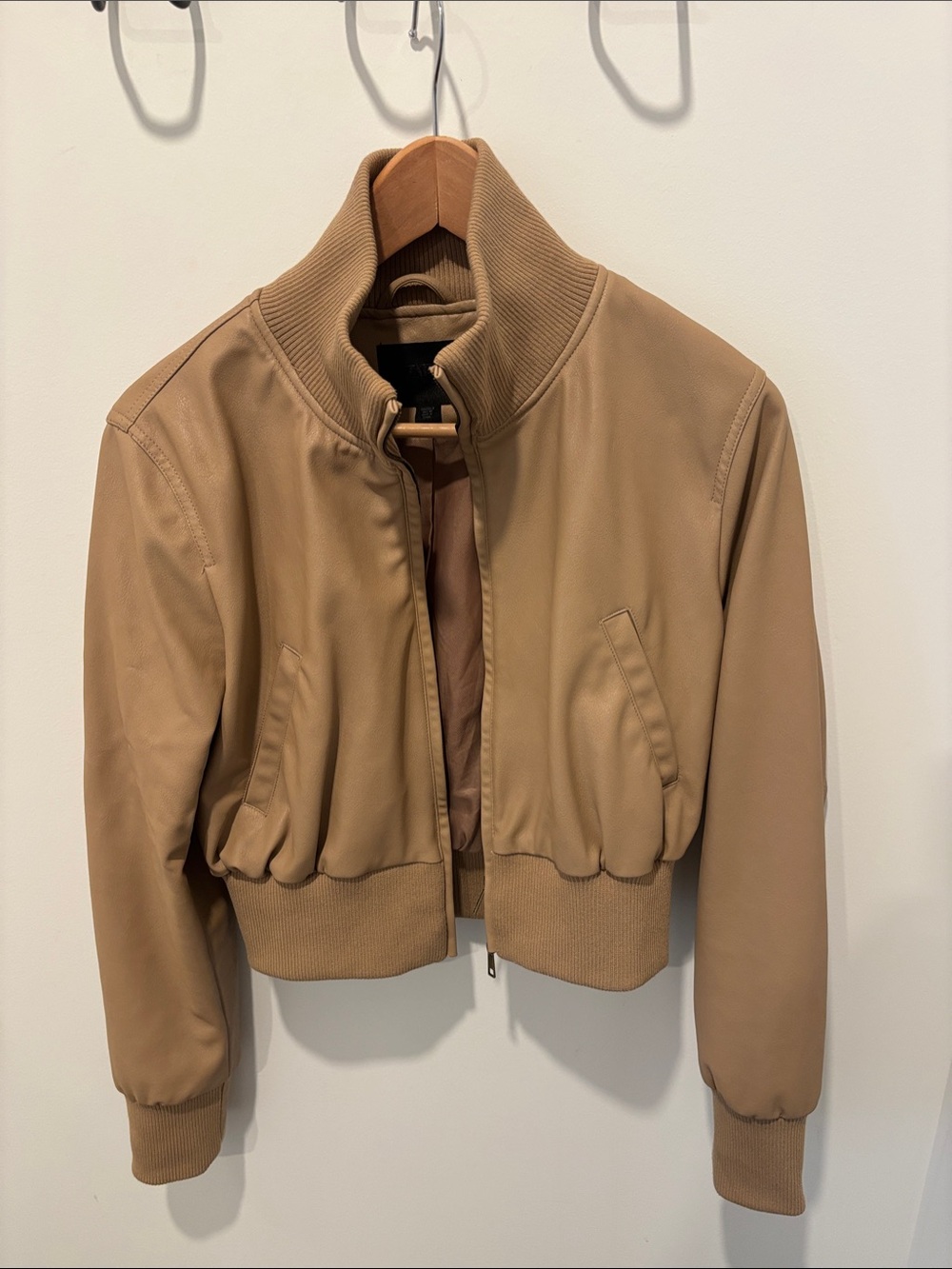Zara Cropped Bomber Jacket - Tan